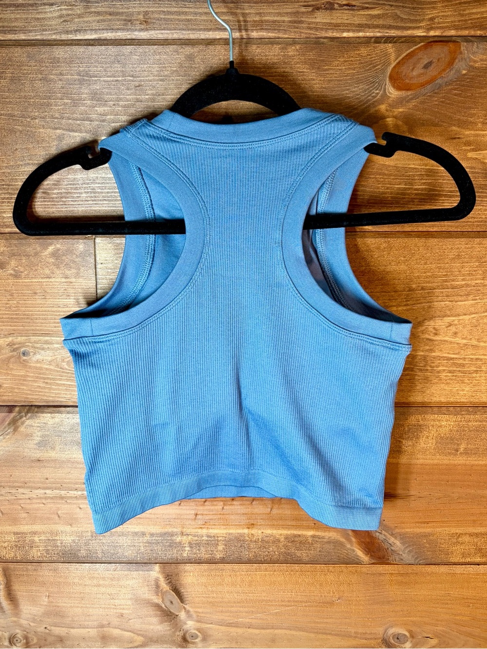 Pro-Fit Sky Blue Ribbed Cropped Crop Tank Top with Pads Size Small 💕 - Picture 3 of 5